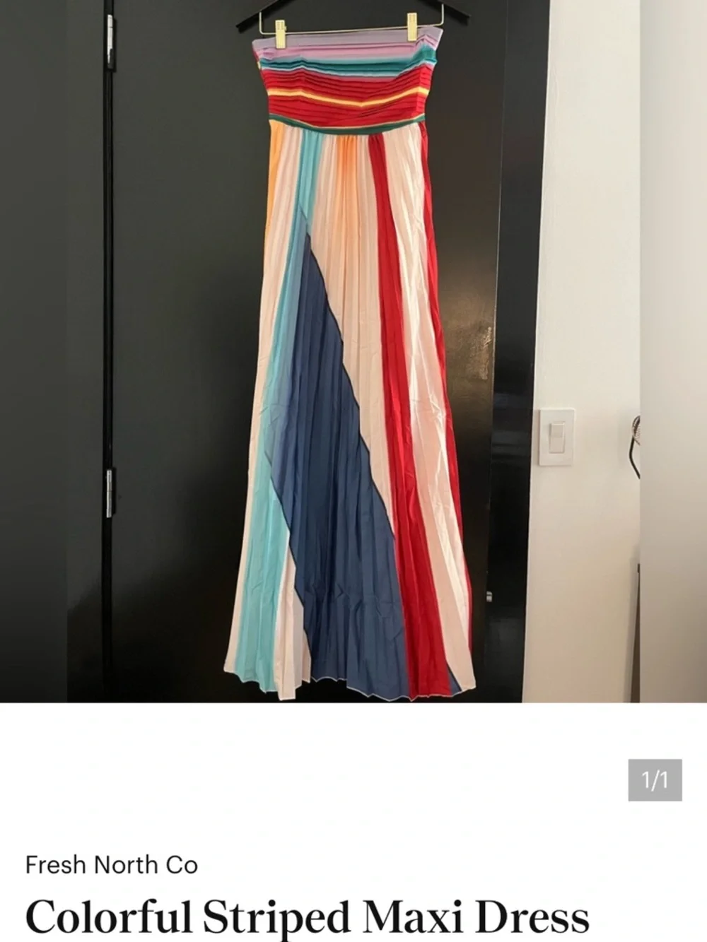 New Strapless Multicolor Stripe Maxi Dress small - Picture 4 of 5